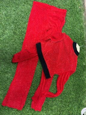 Body Wrappers Girls Red Sparkle Dance Set with Black Trim